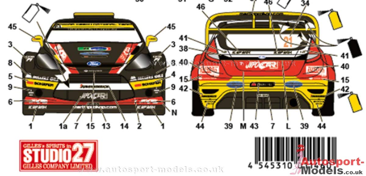 Studio27 Ford Fiesta Jipocar 21 Rally Mexico 2014 1/24 Japanese Model Scale Car Decal