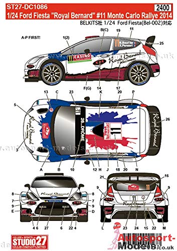 Studio27 St27-Dc1086 Ford Fiesta Royal Bernard 11 Monte Carlo 2014 Decals For Belkits 1/24 Car Decal