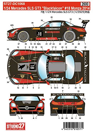 Studio27 St27 Dc1068 Mercedes Sls Gt3 Blackfalcon 18 Monza 2014 Aufkleber 1/24 Automodell Aufkleber