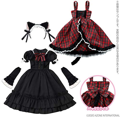 AZONE Ffc014-Rdb 1/3 Cat Ears Gothique Jumper Jupe Set Rouge Check X Noir