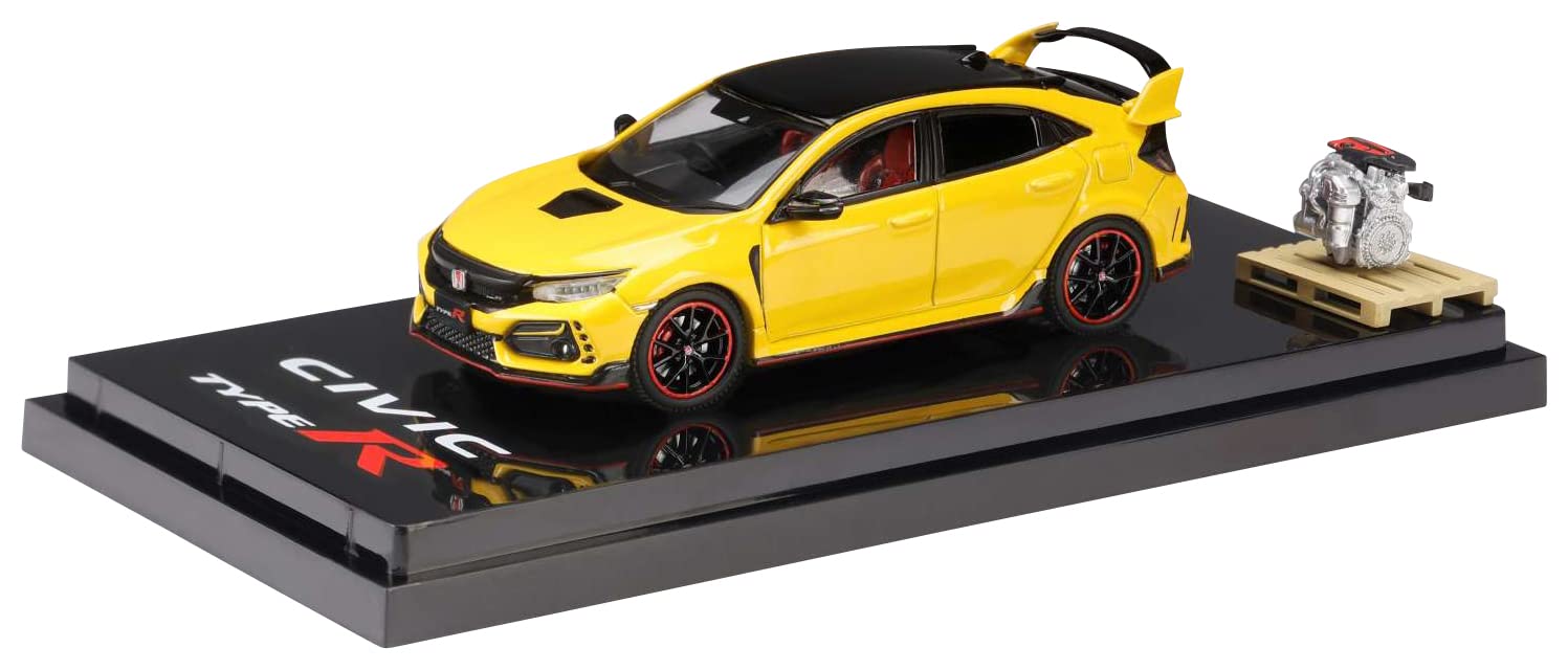 1/64 Honda Civic Type R FK8 2020 Ltd Ed Sunlight Yellow II w/Engine Hobby Japan