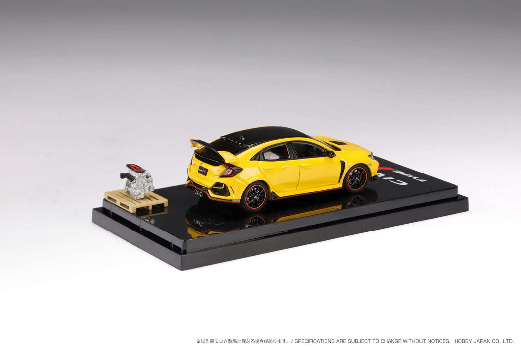 1/64 Honda Civic Type R FK8 2020 Ltd Ed Sunlight Yellow II avec moteur Hobby Japon