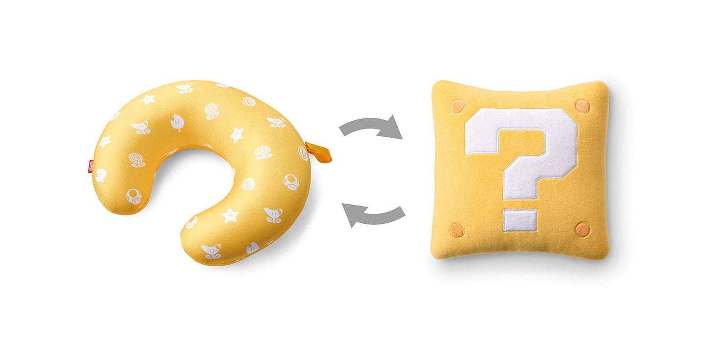 NINTENDO Super Mario Travel Reversible Neck Pillow Question Block