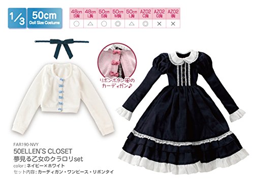 AZONE Far190-Nvw For 50Cm Doll Dreaming Maiden'S Clarore Set Navy X White