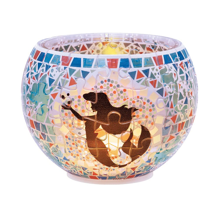 YANOMAN 2201-54 Abat-Jour LED 3D Puzzle Disney Mosaïque de Verre La Petite Sirène Ariel 80 Pièces