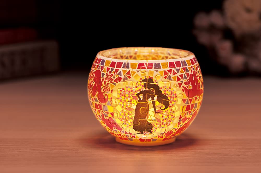 YANOMAN  2201-55 3D Led Lamp Shade Puzzle Disney Glass Mosaic Aladdin Jasmine  80 Pieces