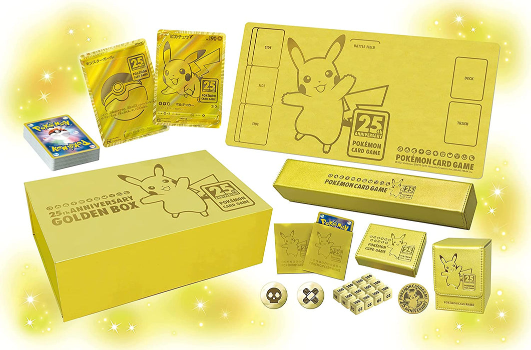 Pokemon TCG 25th Anniversary Golden Box Set Japan Limited Pikachu Gold coin