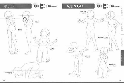 A Collection Of Illustration Poses With Low Head And Body Girls Ver.