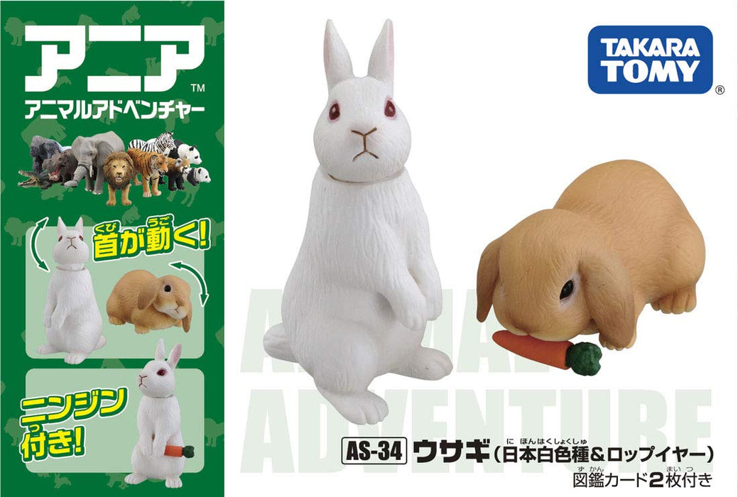 TAKARA TOMY Ania As-34 Animal Adventure Japanisches weißes Kaninchen &amp; Hängeohrkaninchen