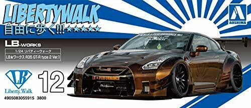 Aoshima 1/24 Lb Works R35 Gt-r Type 2 Ver.1 Plastic Model Kit