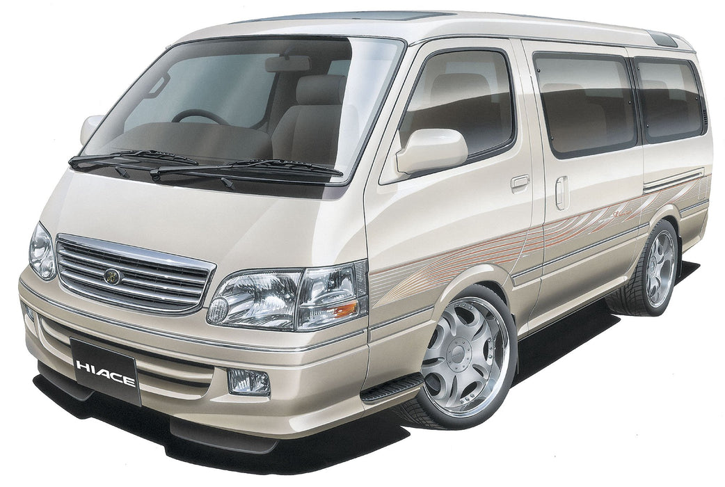 AOSHIMA 49372 Toyota Hiace Wagon Super Custom With Option Wheel 1/24 Scale Kit