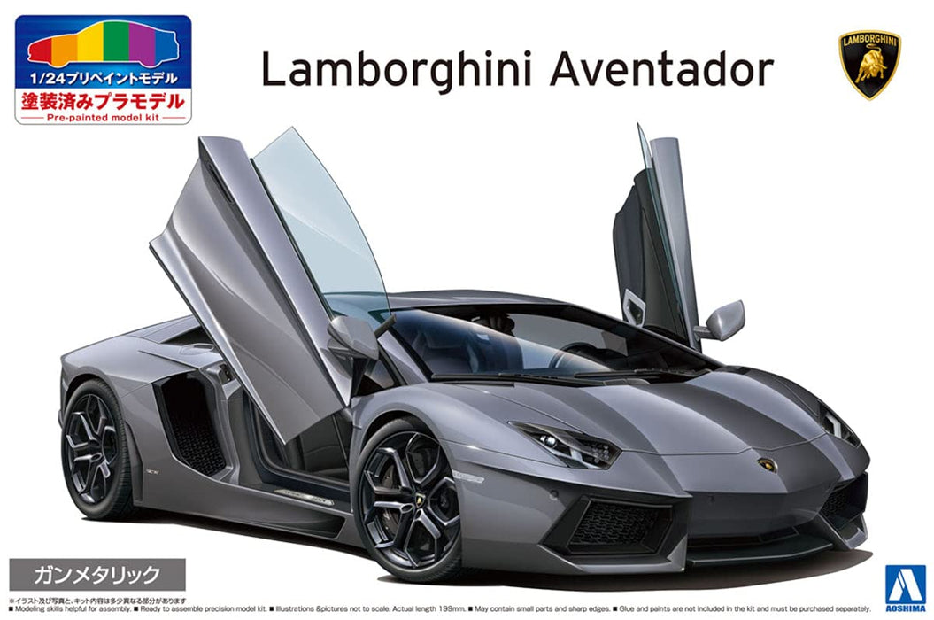 AOSHIMA Vorlackiertes 1/24 Lamborghini Aventador '11 Gunmetal Grey Plastikmodell