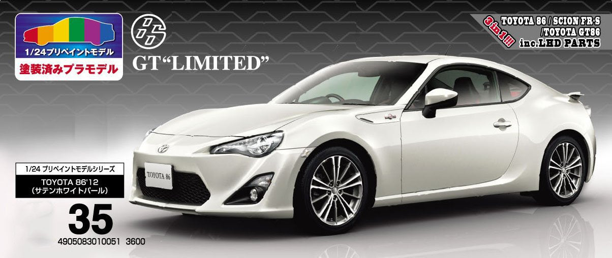 AOSHIMA - 10051 Toyota 86 Gt Limited 2012 Satin White Pearl 1/24 - Pre-Painted