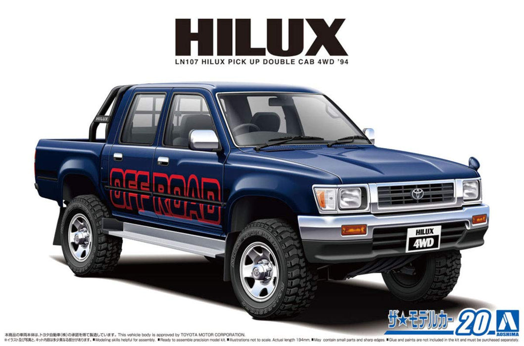 AOSHIMA The Model Car 1/24 Toyota Ln107 Hilux Pickup Double Cab4 Wd '94 Kunststoffmodell