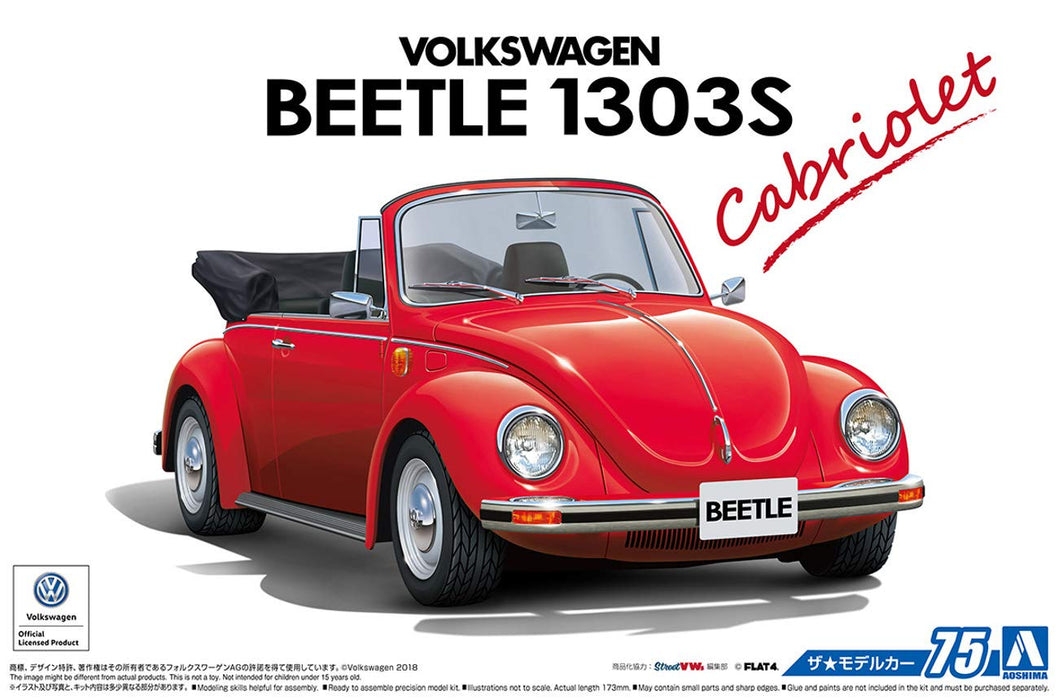AOSHIMA 55724 The Model Car 75 Volkswagen 15Adk Beetle Cabriolet 1303S 1/24 Scale Kit