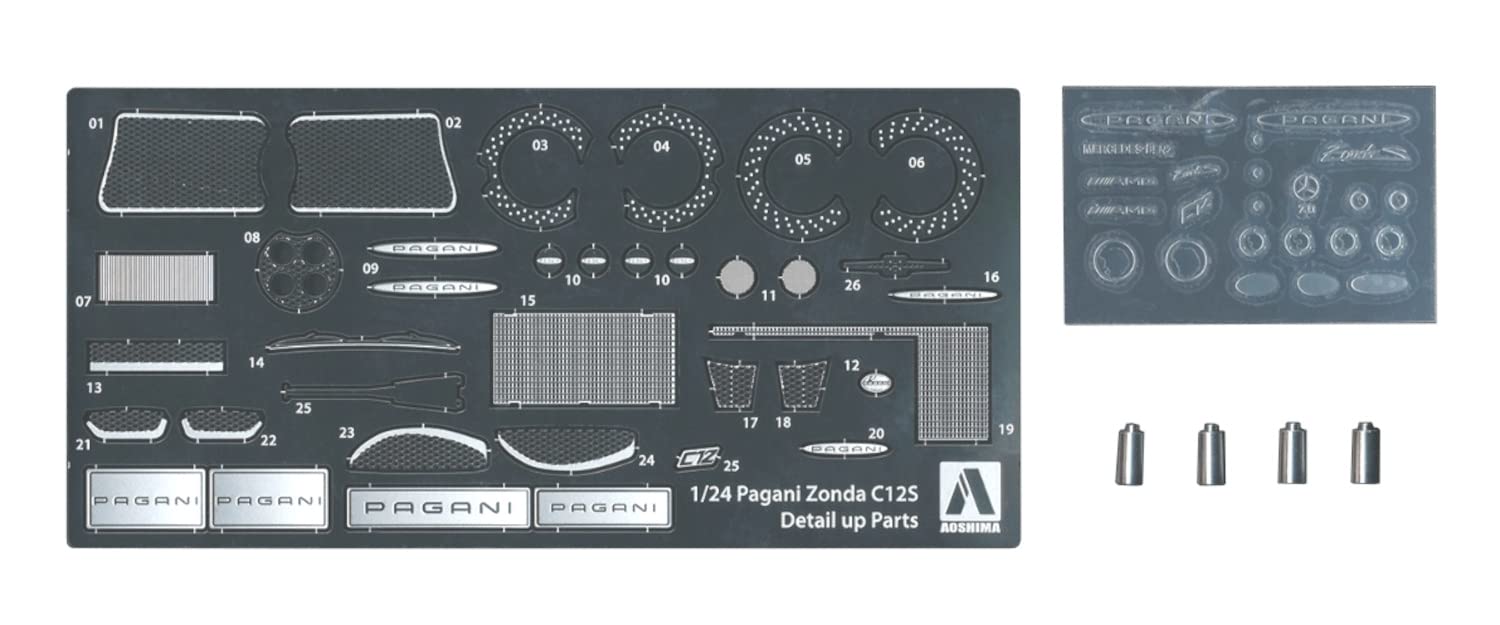 AOSHIMA The Super Car No.7 1/24 '00 Pagani Zonda C12S Plastic Model Detail Up Parts