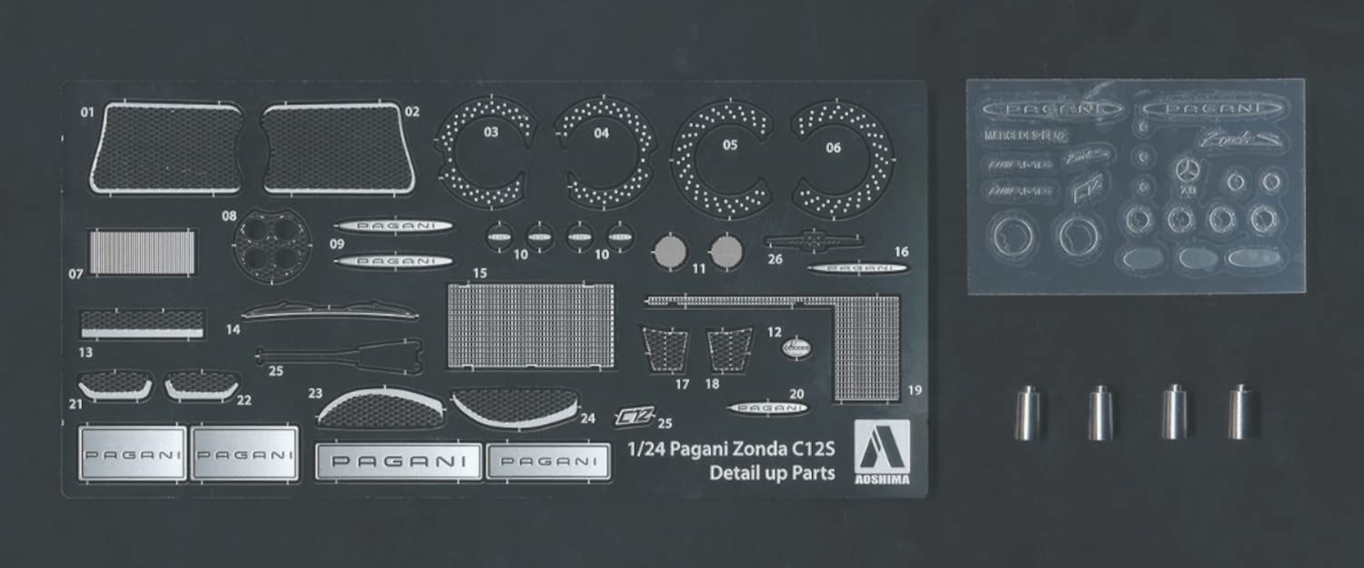 AOSHIMA The Super Car No.7 1/24 '00 Pagani Zonda C12S Modèle en plastique Détail des pièces