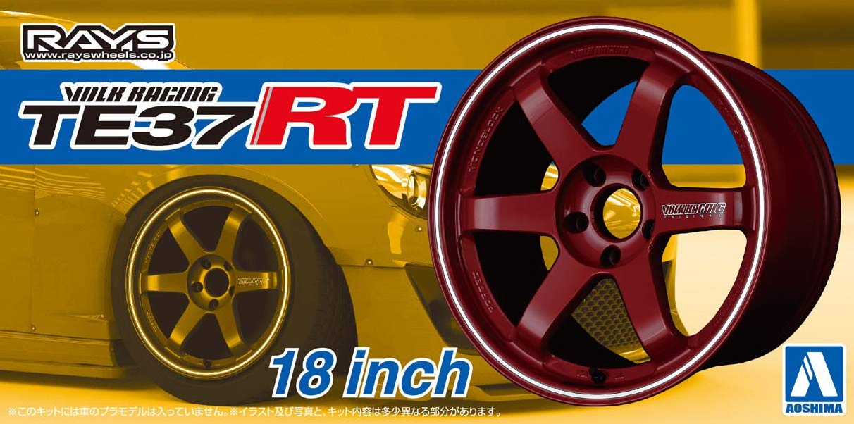 AOSHIMA Tuned Parts 1/24 Volk Racing Te37Rt 18Inch Tire & Wheel Set