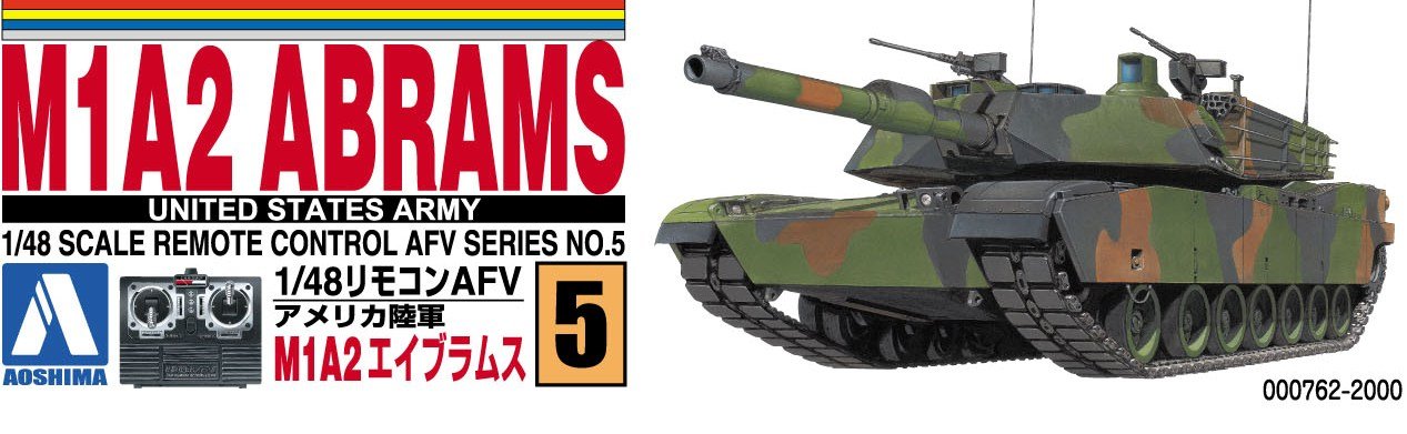 AOSHIMA 00809 Rc Afv Series No. 5 Us Army M1A2 Abrams Kit à l'échelle 1/48