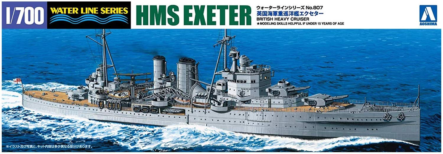 AOSHIMA Waterline 1/700 British Heavy Cruiser Hms Exeter Plastic Model