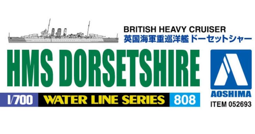 AOSHIMA Waterline 52693 Royal Navy Heavy Cruiser Hms Dorsetshire 1/700 Scale Kit