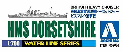 Aoshima Hms Dorsetshire 'bismarck Pursuit Battle' Kit de modèle en plastique à l'échelle 1/700