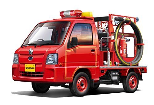 Aoshima Subaru Sambar Fire Engine 4wd Type Truck Plastic Model Kit