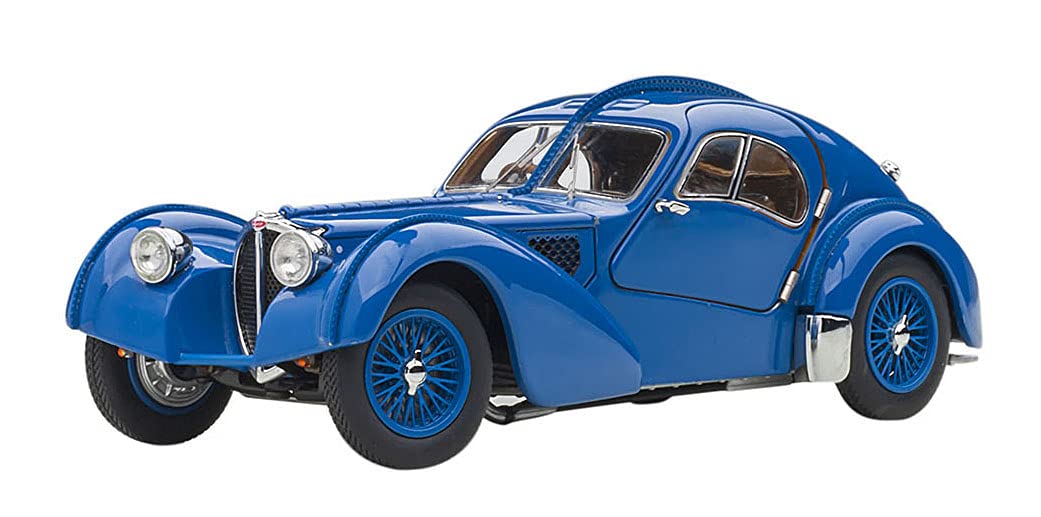 Autoart Bugatti Type 57Sc Atlantic 1938 Blue 1/43 Scale with Wire Spoke Wheel Finish
