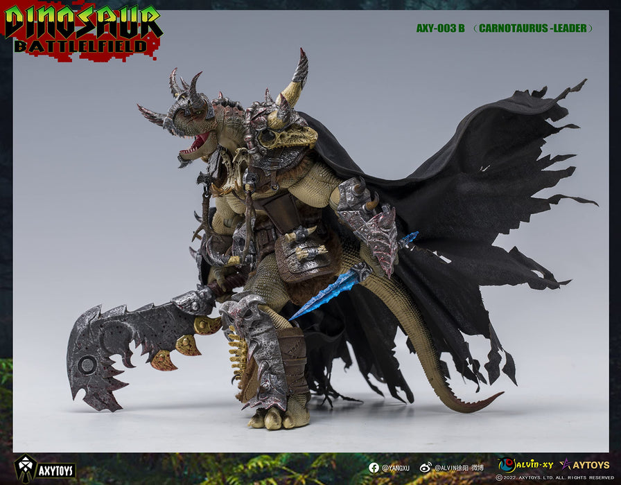 Axytoys  Dinosaur Battlefield  Axy003B Carnivorous Torosaurus Tribal Chief [Green] 1/12 Scale Pvc Abs Painted Action Figure