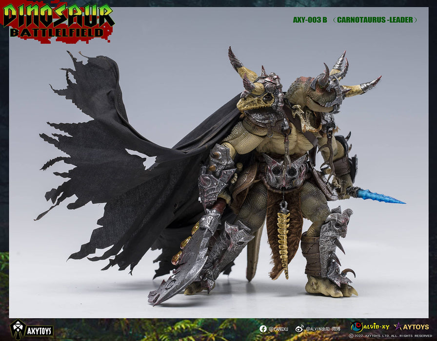 Axytoys  Dinosaur Battlefield  Axy003B Carnivorous Torosaurus Tribal Chief [Green] 1/12 Scale Pvc Abs Painted Action Figure