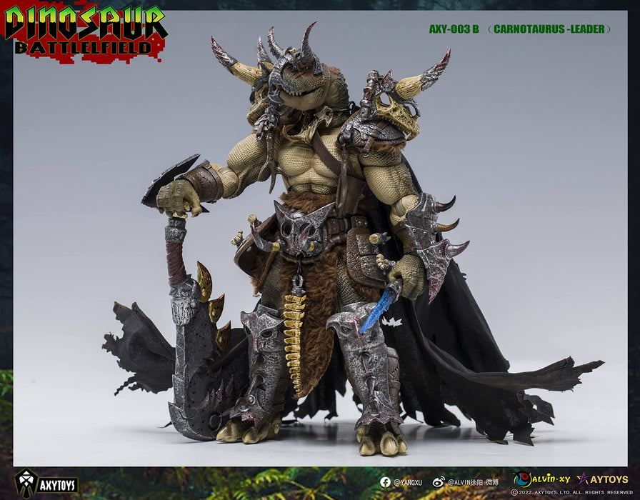 Axytoys  Dinosaur Battlefield  Axy003B Carnivorous Torosaurus Tribal Chief [Green] 1/12 Scale Pvc Abs Painted Action Figure