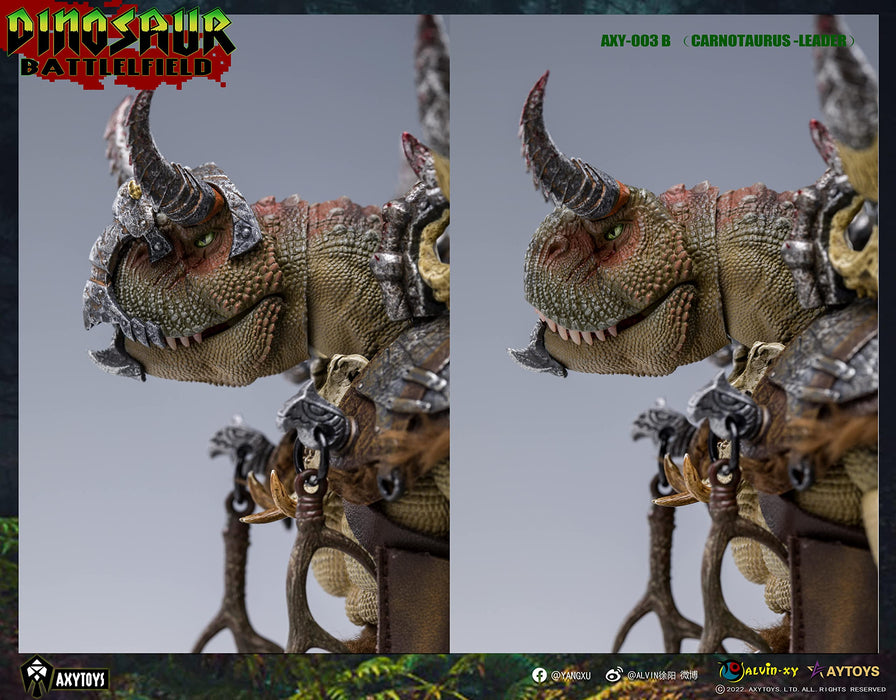 Axytoys champ de bataille de dinosaures Axy003B chef tribal carnivore Torosaurus [vert] figurine peinte en Pvc Abs à l'échelle 1/12