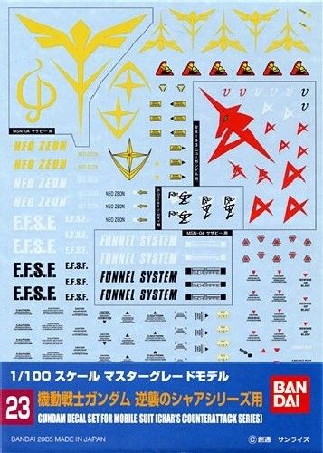 Bandai Gundam Decal No.023 For Mg 1/100 Char's Counterattack Series Japan - Japan Figure