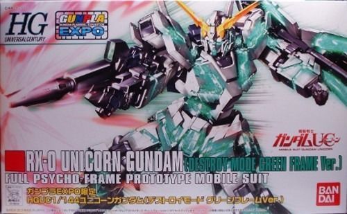 Bandai Hguc 1/144 Rx-0 Unicorn Gundam Destroy Mode Green Frame Ver Model Kit - Japan Figure