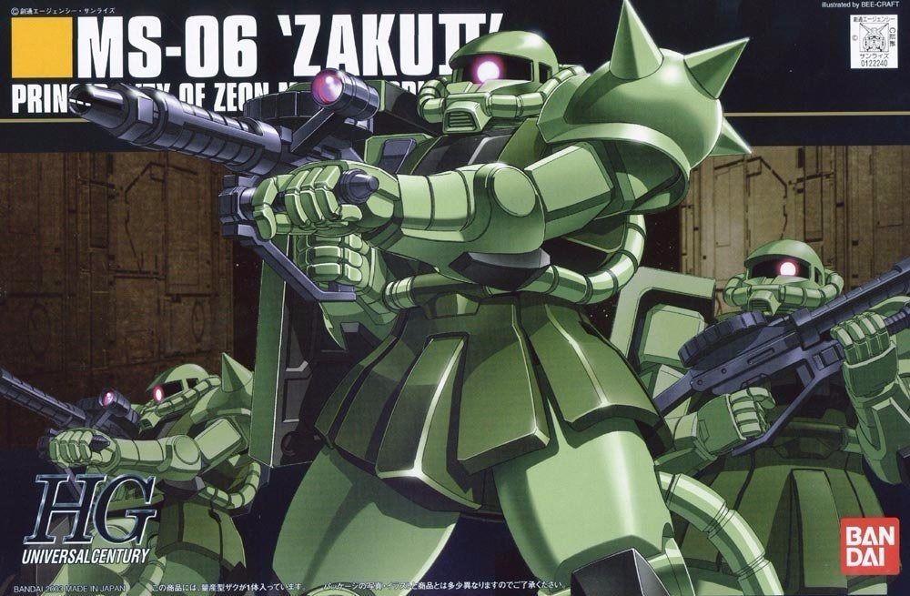 Bandai Hguc 1/144 Ms-06 Zaku II Plastikmodellbausatz Mobile Suit Gundam
