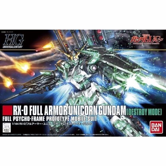 Bandai Hguc 1/144 Rx-0 Full Armor Licorne Gundam Destroy Mode Kit de modèle en plastique
