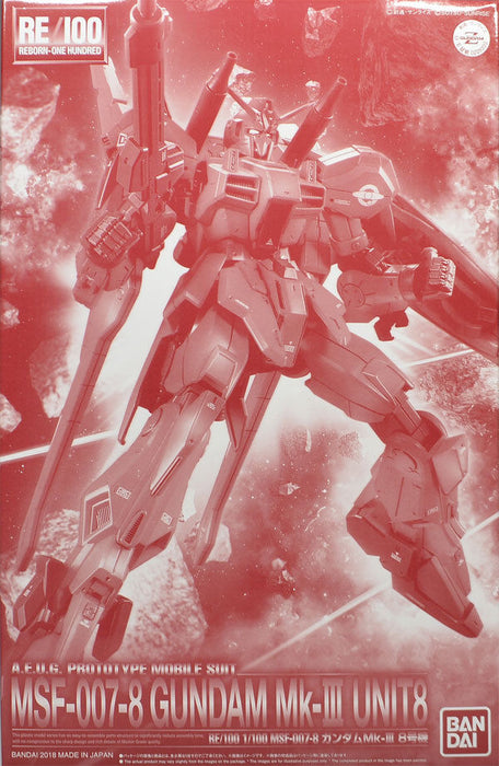 Bandai Re/100 1/100 Msf-007-08 Gundam Mk-iii Unit 8 Model Kit - Japan Figure