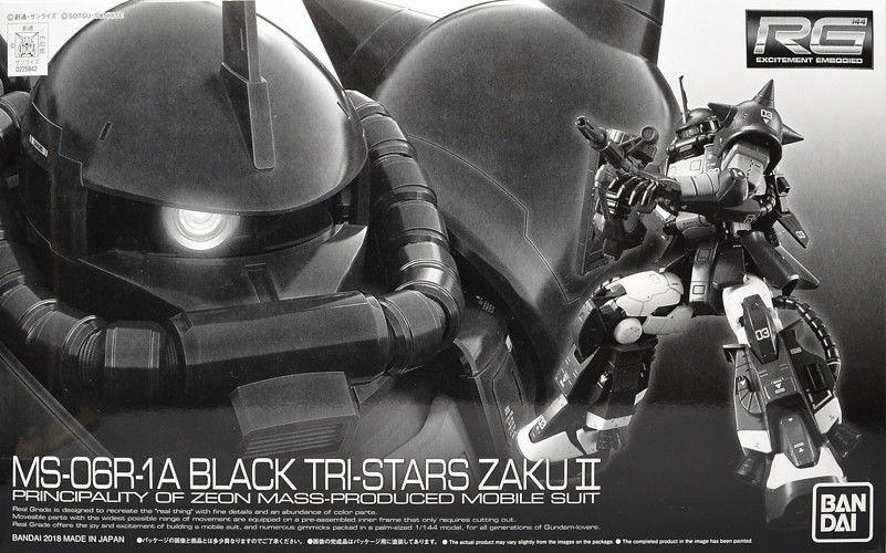 Bandai Rg 1/144 Ms-06r-1a Black Tri-stars Zaku Ii Model Kit Gundam Msv - Japan Figure