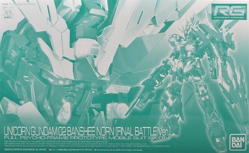 Bandai Rg 1/144 Rx-0 Unicorn Gundam 02 Banshee Norn Final Battle Ver Modellbausatz