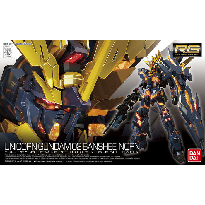 Bandai Rg 1/144 Rx-0 Unicorn Gundam 02 Banshee Norn Plastic Model Kit Gundam Uc