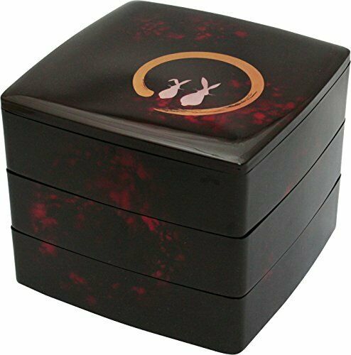Beautiful 3 Tiered Lacquer Box/bento/picnic Box 'rabbit Moon' - Japan Figure