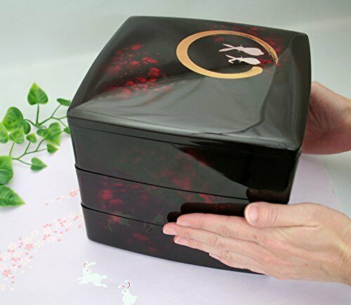 Beautiful 3 Tiered Lacquer Box/bento/picnic Box 'rabbit Moon'