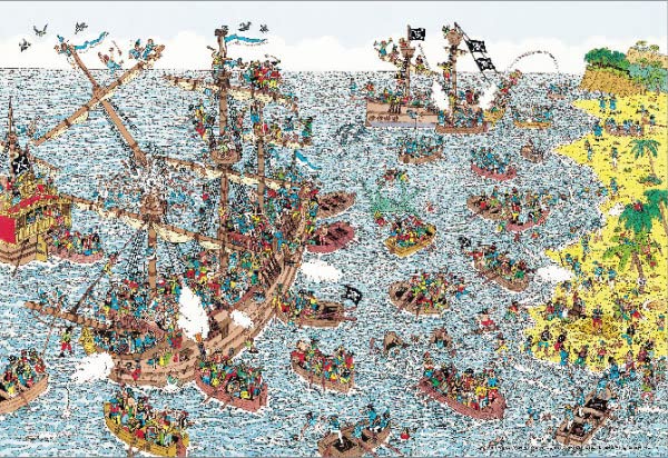 BEVERLY M81-735 Jigsaw Puzzle Where'S Wally Pirate Ships At Shore 1000 S-Pieces