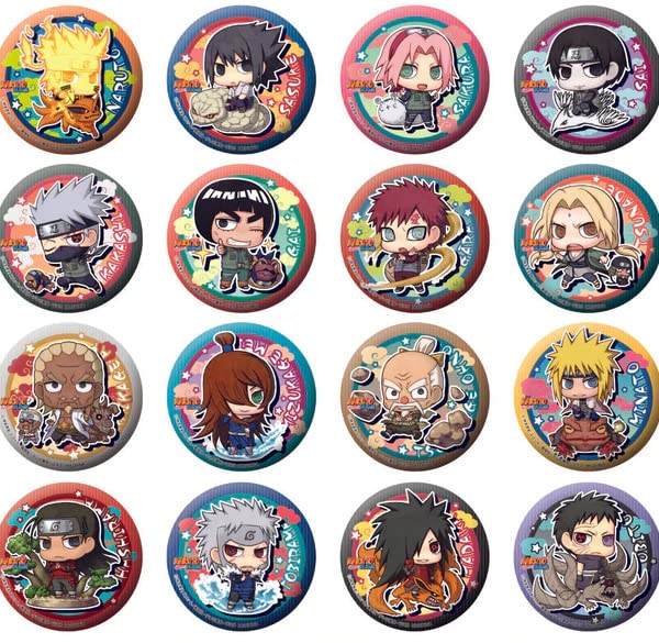 MEGAHOUSE - Naruto:Shippuden Button Badge Collection 'Ninkai-Taisen!' 16 Pcs Box