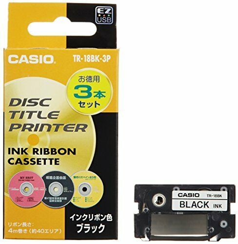 Casio Disc Title Printer Ink Ribbon Tr-18bk-3p Black 3pcs - Japan Figure