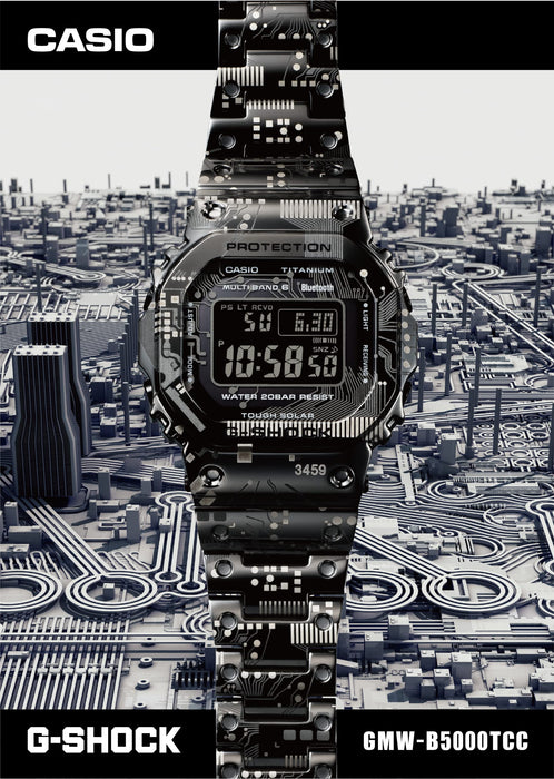 Casio G-Shock Titanium GMW-B5000TCC-1JR Bluetooth pour homme entièrement en métal solaire noir