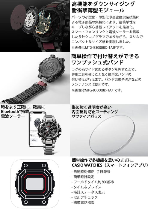 Casio G-Shock Men's Silver Watch MTG-B3000D-1Ajf Bluetooth Solar Radio Made in Japan