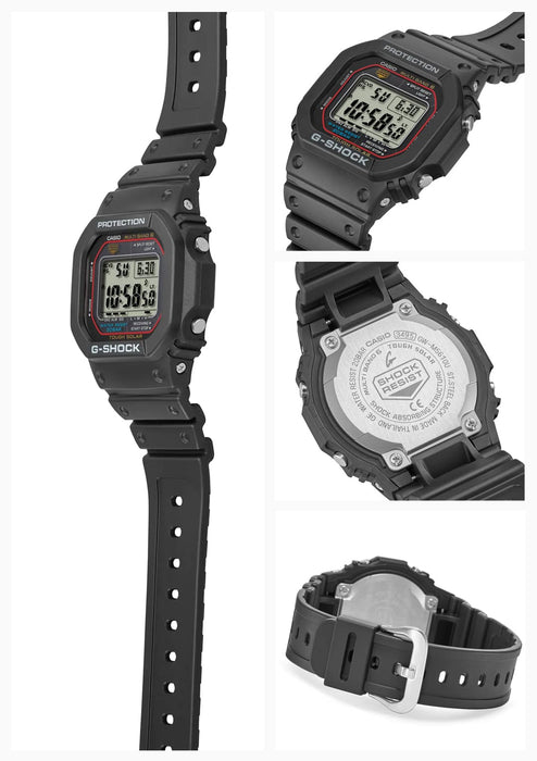 Casio G-Shock Herren-Armbanduhr GW-M5610U-1JF, Radio, Solar, Super Illuminator, LED-Licht, Schwarz