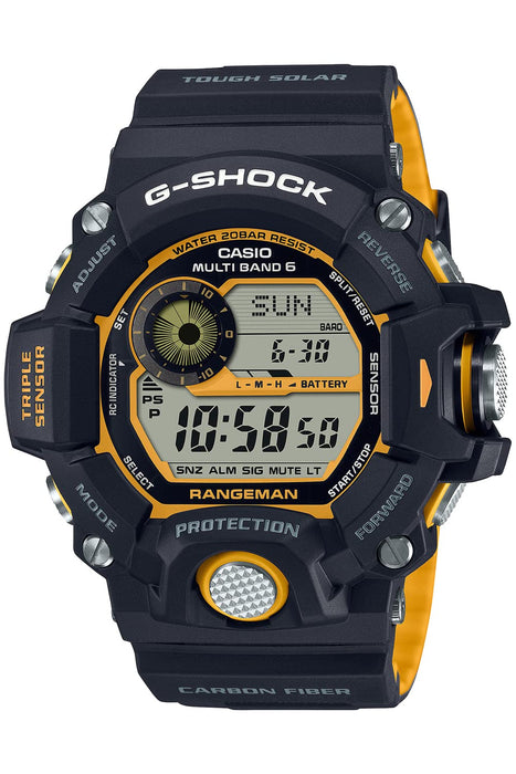 G-Shock Rangeman Men's Solar Radio Watch GW-9400YJ-1JF Black x Yellow - Casio Genuine