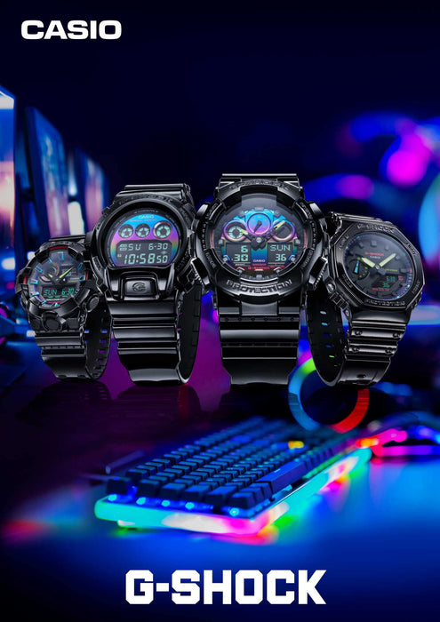 Casio G-Shock GA-2100RGB-1AJF Men's Black Watch Virtual Rainbow Gamer's Series - Genuine Domestic Product